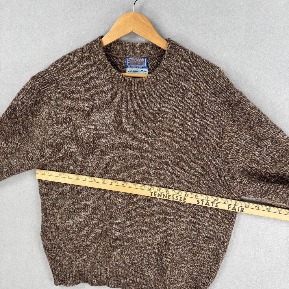 Vintage Pendleton Outdoorsman Sweater Mens XL Brown Wool Elbow Patch Knit USA - Picture 4 of 7